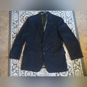 Vintage Club Room Camel Hair Blazer Mens 43R Blue Black Classic Two Button